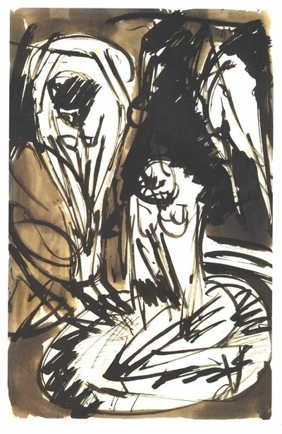 Two Girls Bathing in Tub by Ernst Ludwig Kirchner